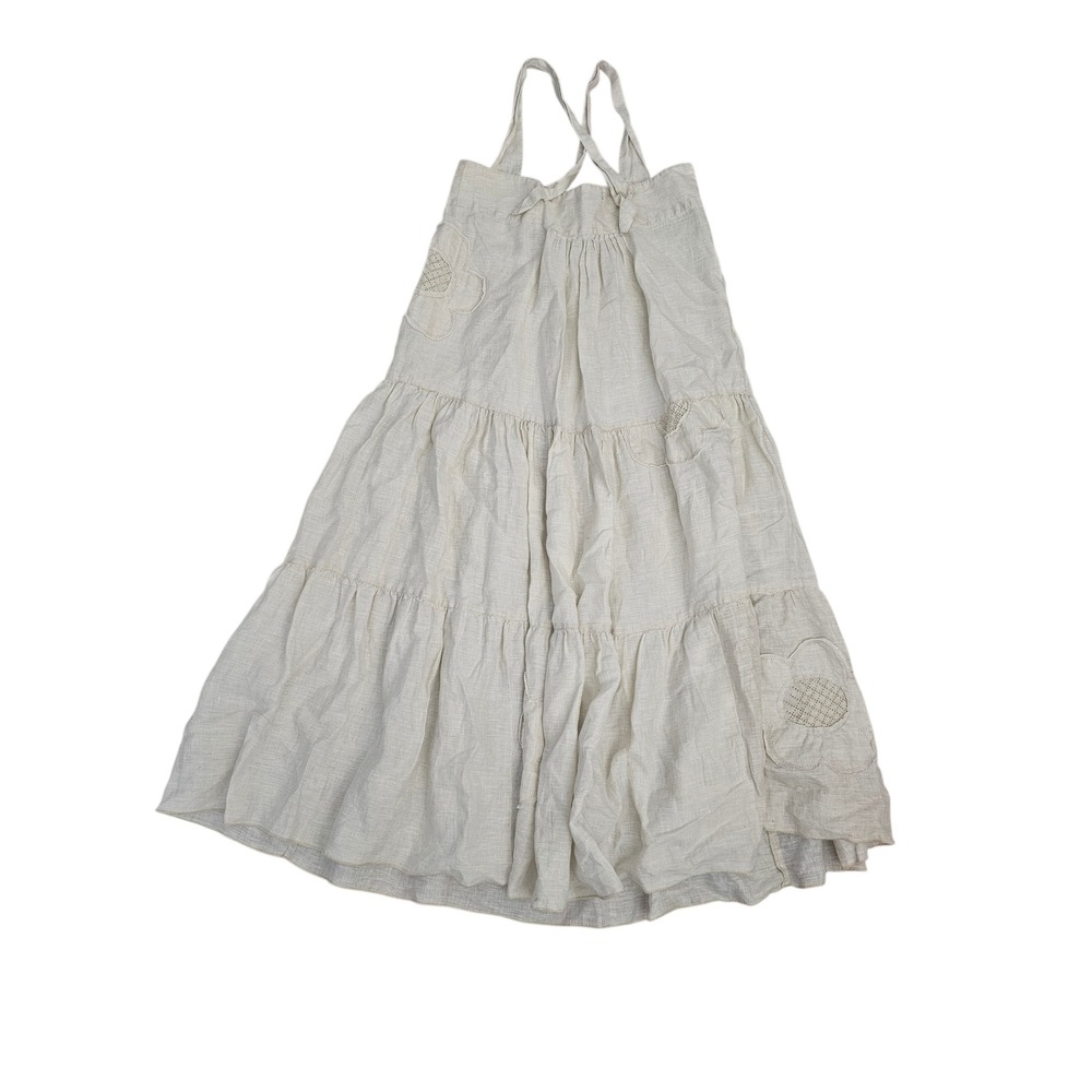 Gudrun Sjoden Linen Tiered Maxi Dress Beige lagenlook cottagecore Small - Picture 2 of 9